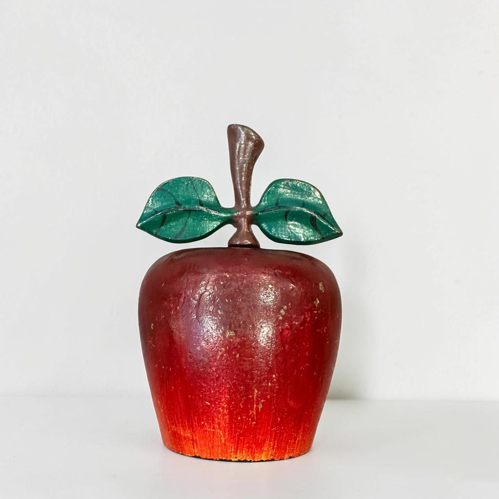Vintage Cast Iron Apple Wall Pocket Match Holder Red Cottagecore Farmhouse Decor